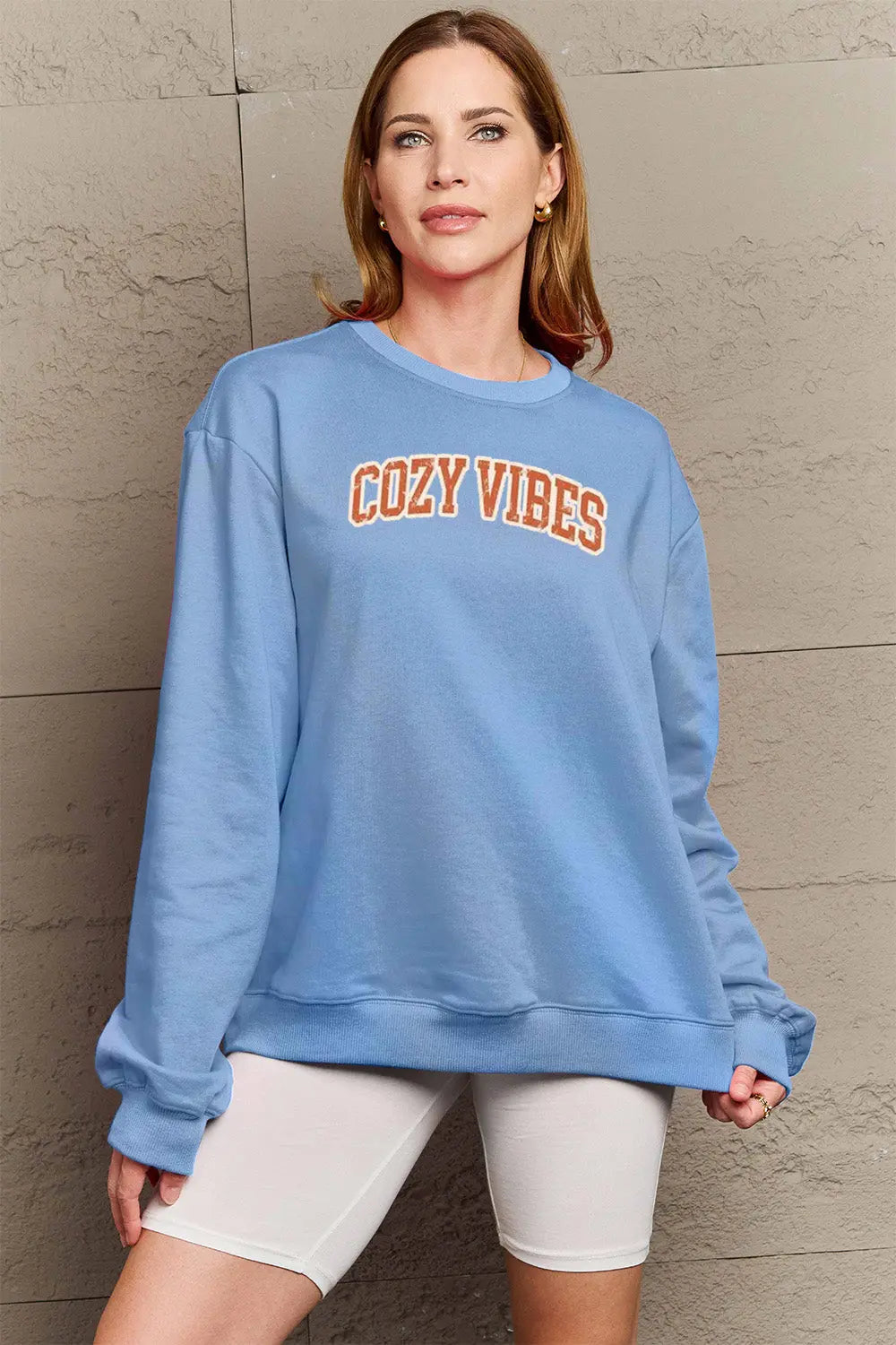 Simply Love Full Size COZY VIBES Graphic Sweatshirt Trendsi