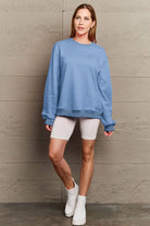 Simply Love Full Size ENJOY THE LITTLE THINGS Round Neck Sweatshirt Trendsi