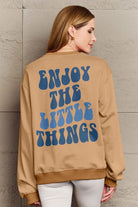 Simply Love Full Size ENJOY THE LITTLE THINGS Round Neck Sweatshirt Trendsi