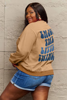 Simply Love Full Size ENJOY THE LITTLE THINGS Round Neck Sweatshirt Trendsi