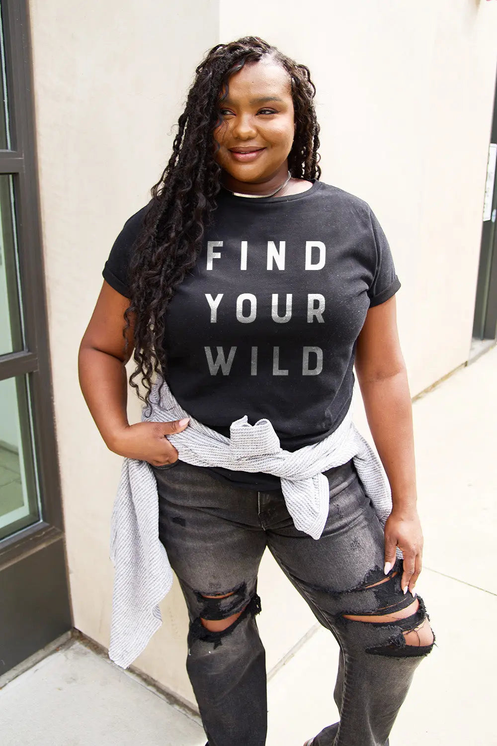 Simply Love Full Size FIND YOUR WILD Short Sleeve T-Shirt Trendsi