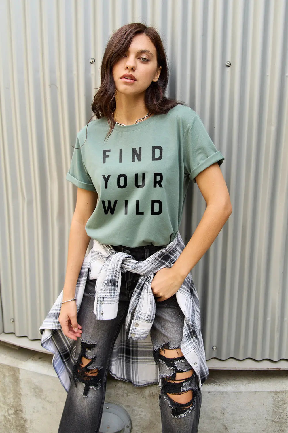 Simply Love Full Size FIND YOUR WILD Short Sleeve T-Shirt Trendsi