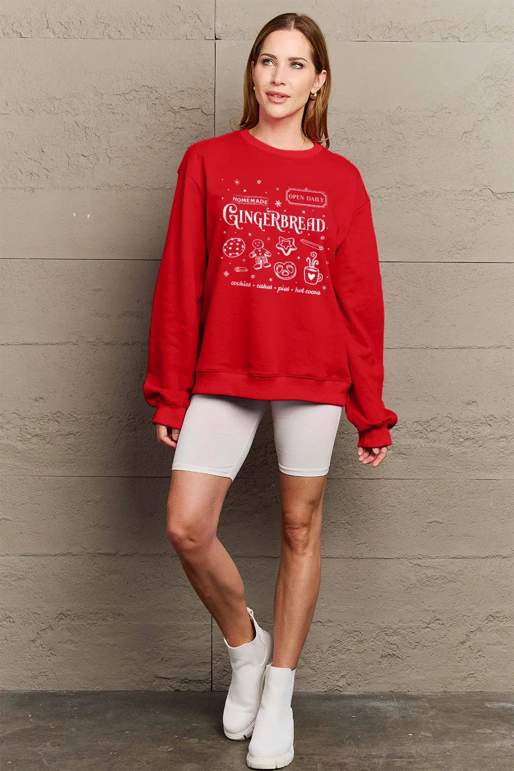 Simply Love Full Size GINGERBREAD Long Sleeve Sweatshirt Trendsi