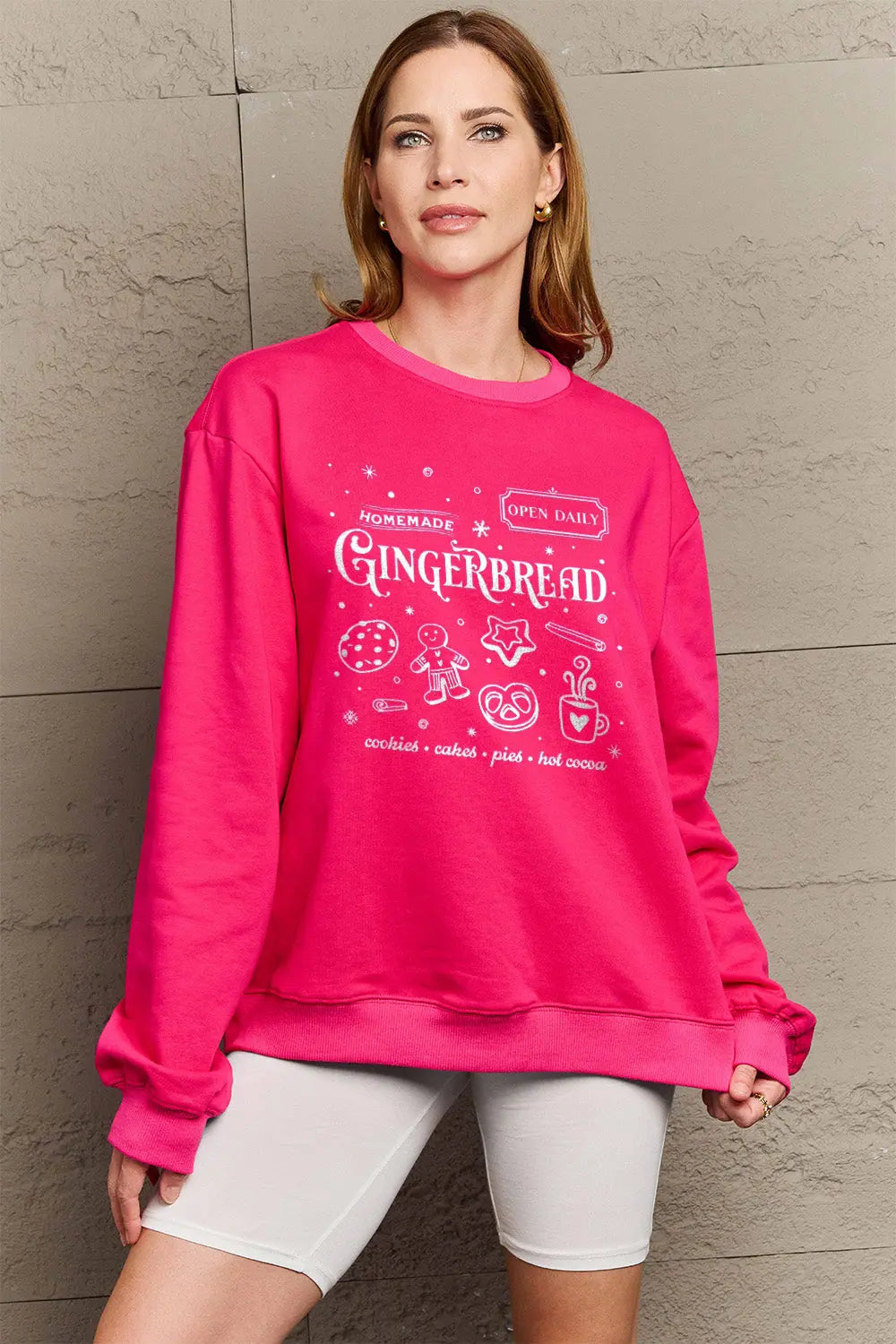 Simply Love Full Size GINGERBREAD Long Sleeve Sweatshirt Trendsi