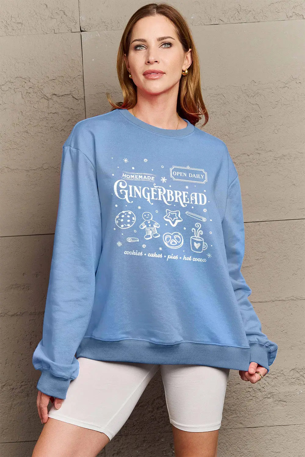 Simply Love Full Size GINGERBREAD Long Sleeve Sweatshirt Trendsi