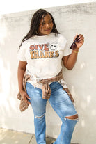 Simply Love Full Size GIVE THANKS Short Sleeve T-Shirt Trendsi