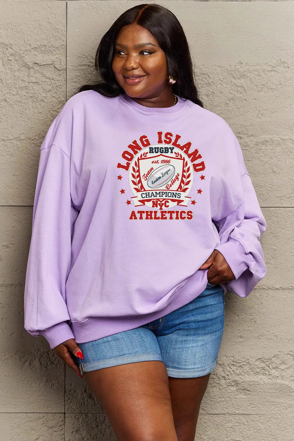 Simply Love Full Size Graphic Dropped Shoulder Sweatshirt Trendsi