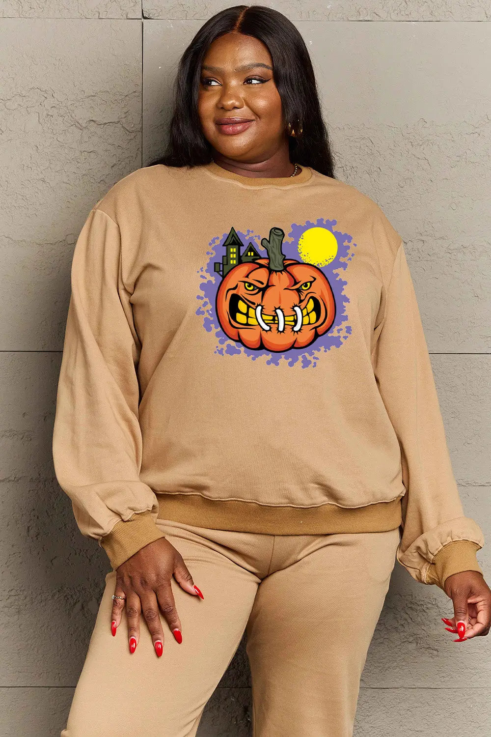 Simply Love Full Size Graphic Round Neck Sweatshirt Trendsi