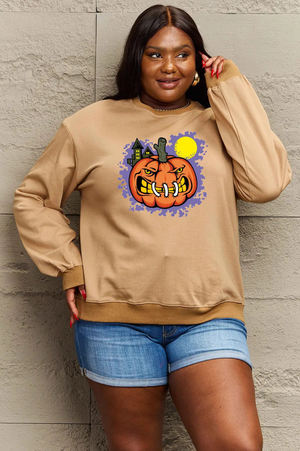 Simply Love Full Size Graphic Round Neck Sweatshirt Trendsi