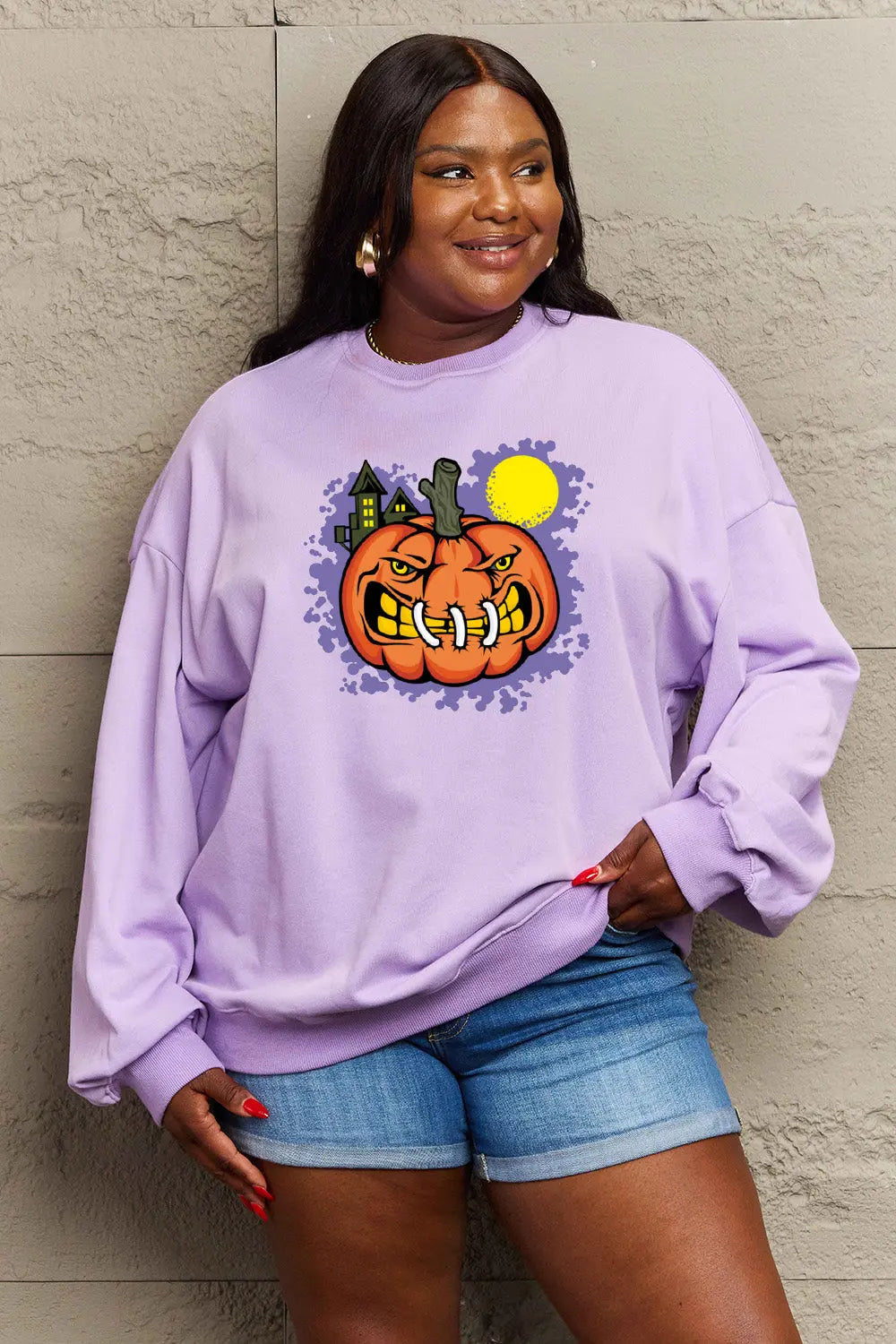 Simply Love Full Size Graphic Round Neck Sweatshirt Trendsi