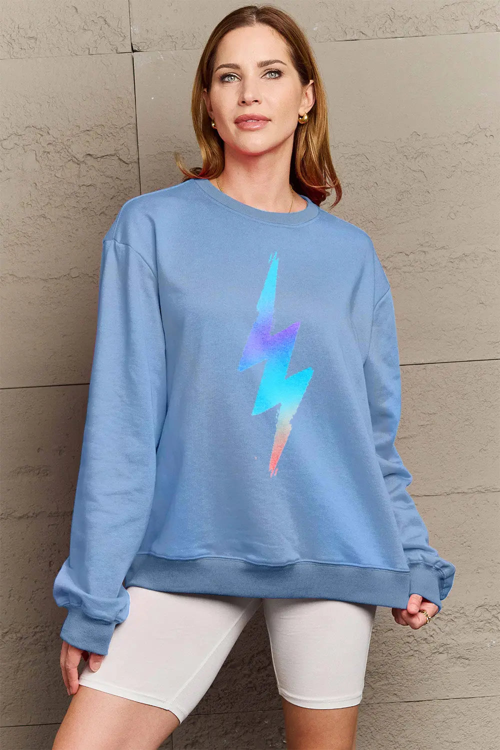 Simply Love Full Size Graphic Round Neck Sweatshirt Trendsi