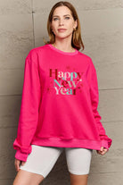 Simply Love Full Size HAPPY NEW YEAR Round Neck Sweatshirt Trendsi