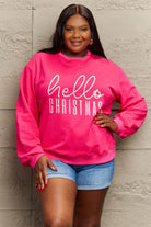 Simply Love Full Size HELLO CHRISTMAS Long Sleeve Sweatshirt Trendsi