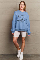 Simply Love Full Size HELLO WINTER Graphic Sweatshirt Trendsi