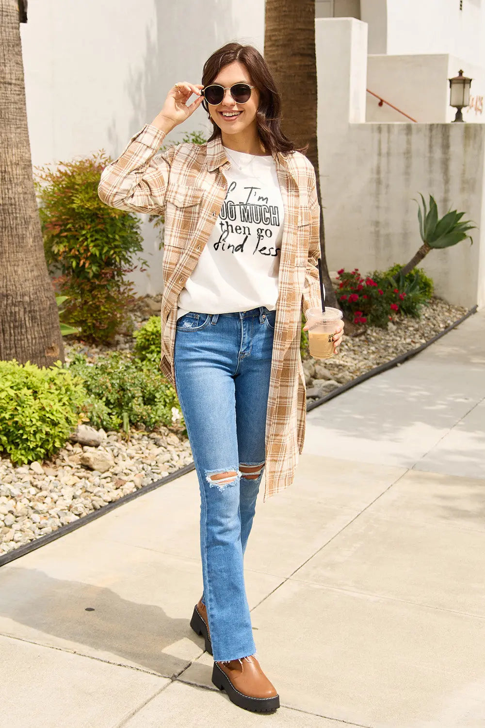 Simply Love Full Size IF I'M TOO MUCH THEN GO FIND LESS Round Neck T-Shirt Trendsi