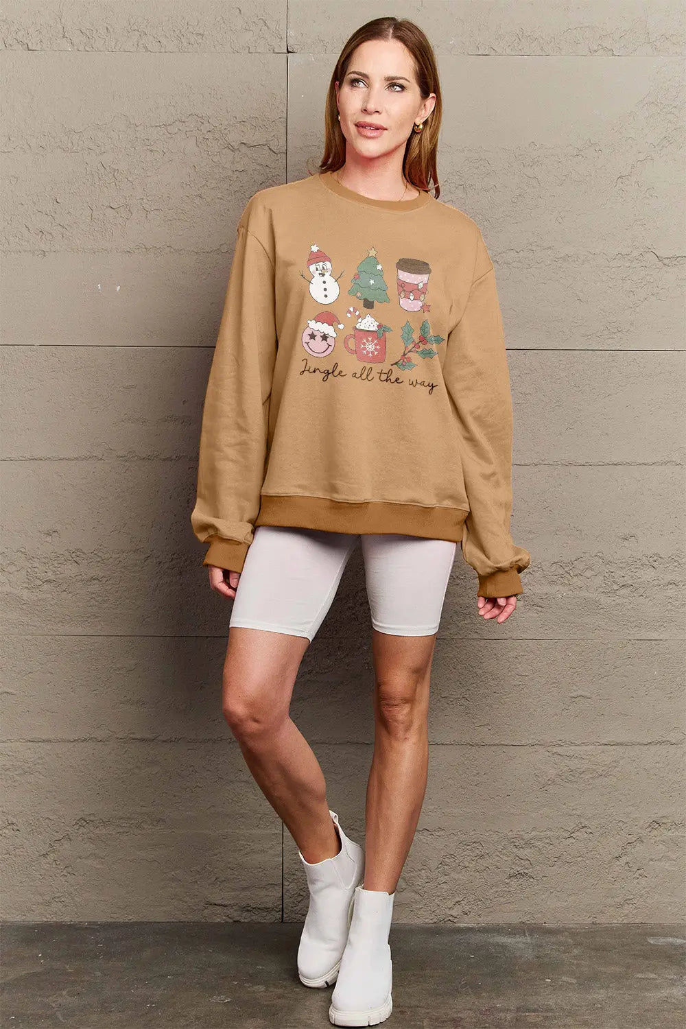 Simply Love Full Size JINGLE ALL THE WAY Long Sleeve Sweatshirt Trendsi