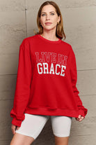 Simply Love Full Size LIVE IN GRACE Graphic Sweatshirt Trendsi