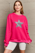 Simply Love Full Size Leopard Star Graphic Sweatshirt Trendsi