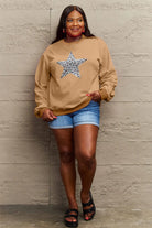 Simply Love Full Size Leopard Star Graphic Sweatshirt Trendsi