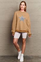 Simply Love Full Size Leopard Star Graphic Sweatshirt Trendsi