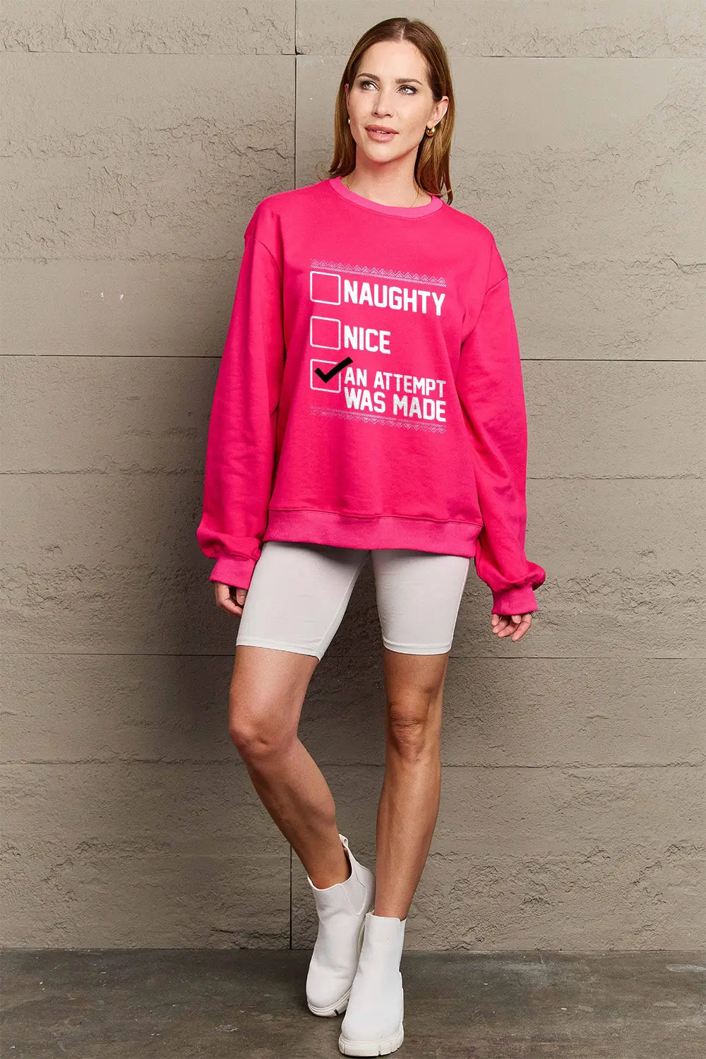 Simply Love Full Size Letter Graphic Long Sleeve Sweatshirt Trendsi