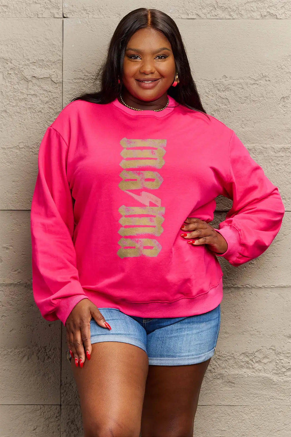 Simply Love Full Size MAMA Round Neck Sweatshirt Trendsi