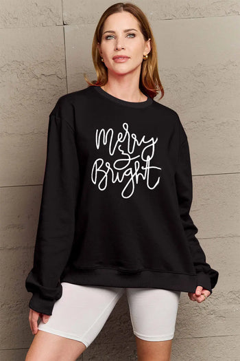 Simply Love Full Size MERRY AND BRIGHT Graphic Sweatshirt Trendsi