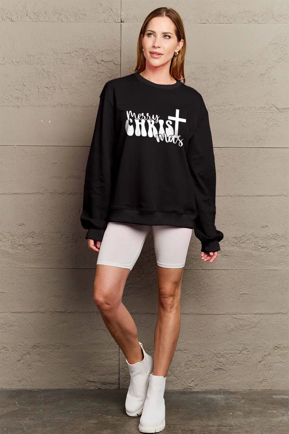 Simply Love Full Size MERRY CHRISTMAS Long Sleeve Sweatshirt Trendsi