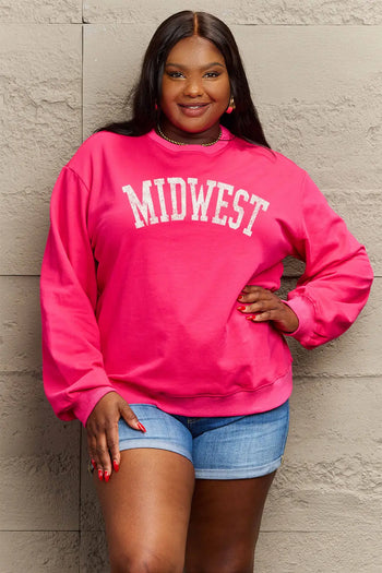 Simply Love Full Size MIDWEST Graphic Sweatshirt Trendsi