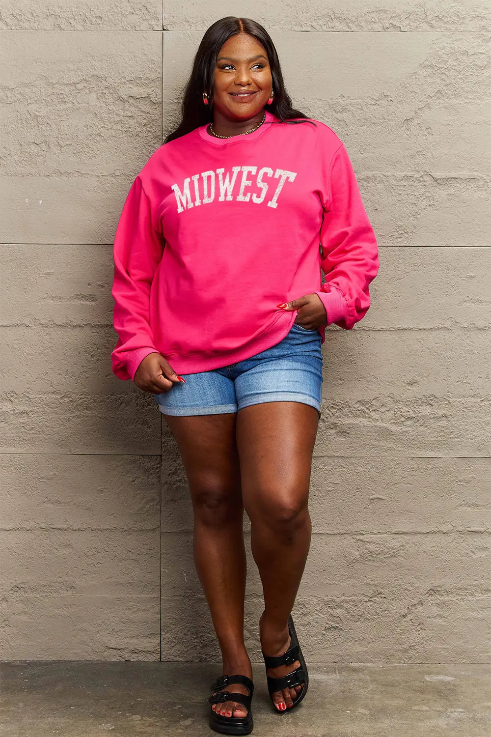 Simply Love Full Size MIDWEST Graphic Sweatshirt Trendsi