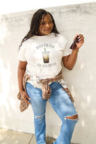 Simply Love Full Size NEVER TOO COLD FOR ICED COFFEE Short Sleeve T-Shirt Trendsi