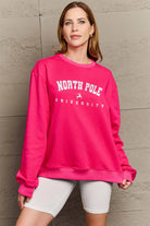 Simply Love Full Size NORTH POLE UNIVERSITY Graphic Sweatshirt Trendsi