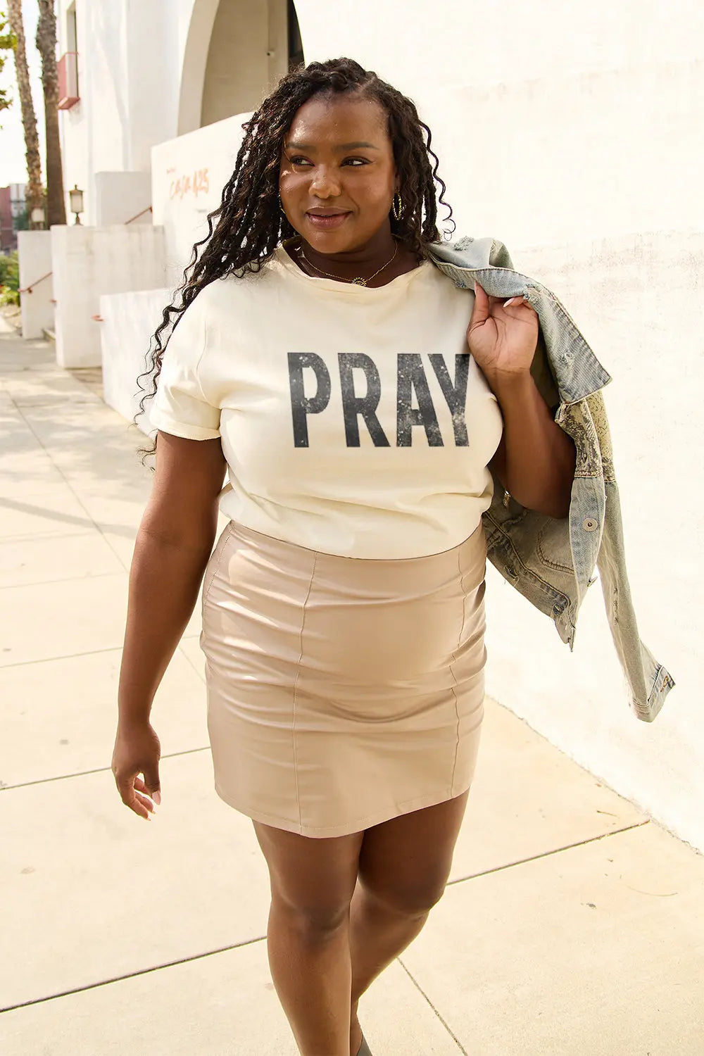 Simply Love Full Size PRAY Round Neck T-Shirt Trendsi