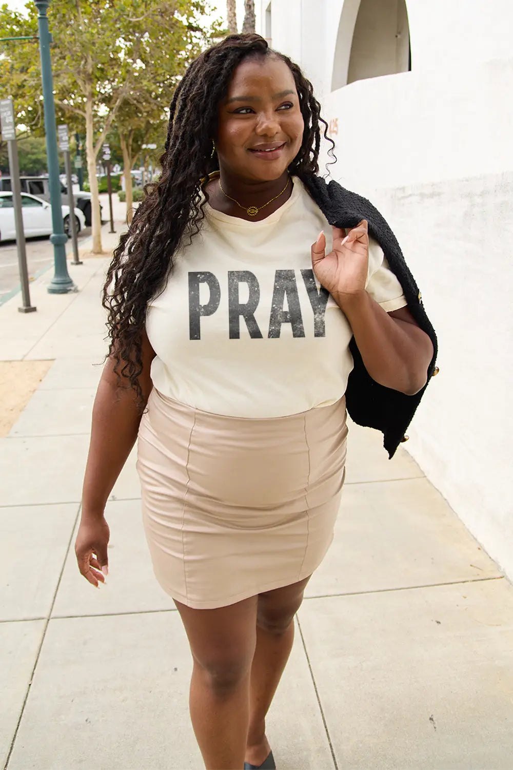 Simply Love Full Size PRAY Round Neck T-Shirt Trendsi