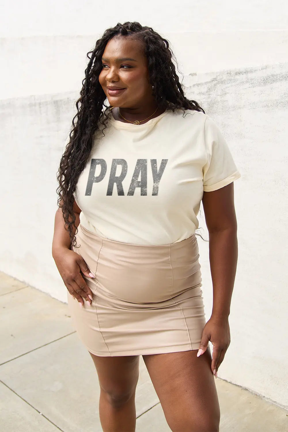 Simply Love Full Size PRAY Round Neck T-Shirt Trendsi