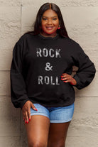 Simply Love Full Size ROCK & ROLL Round Neck Sweatshirt Trendsi