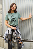 Simply Love Full Size SHE CAN SHE WILL Short Sleeve T-Shirt Trendsi