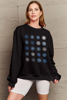 Simply Love Full Size Snowflakes Round Neck Sweatshirt Trendsi