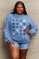 Simply Love Full Size Snowflakes Round Neck Sweatshirt Trendsi