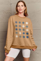 Simply Love Full Size Snowflakes Round Neck Sweatshirt Trendsi