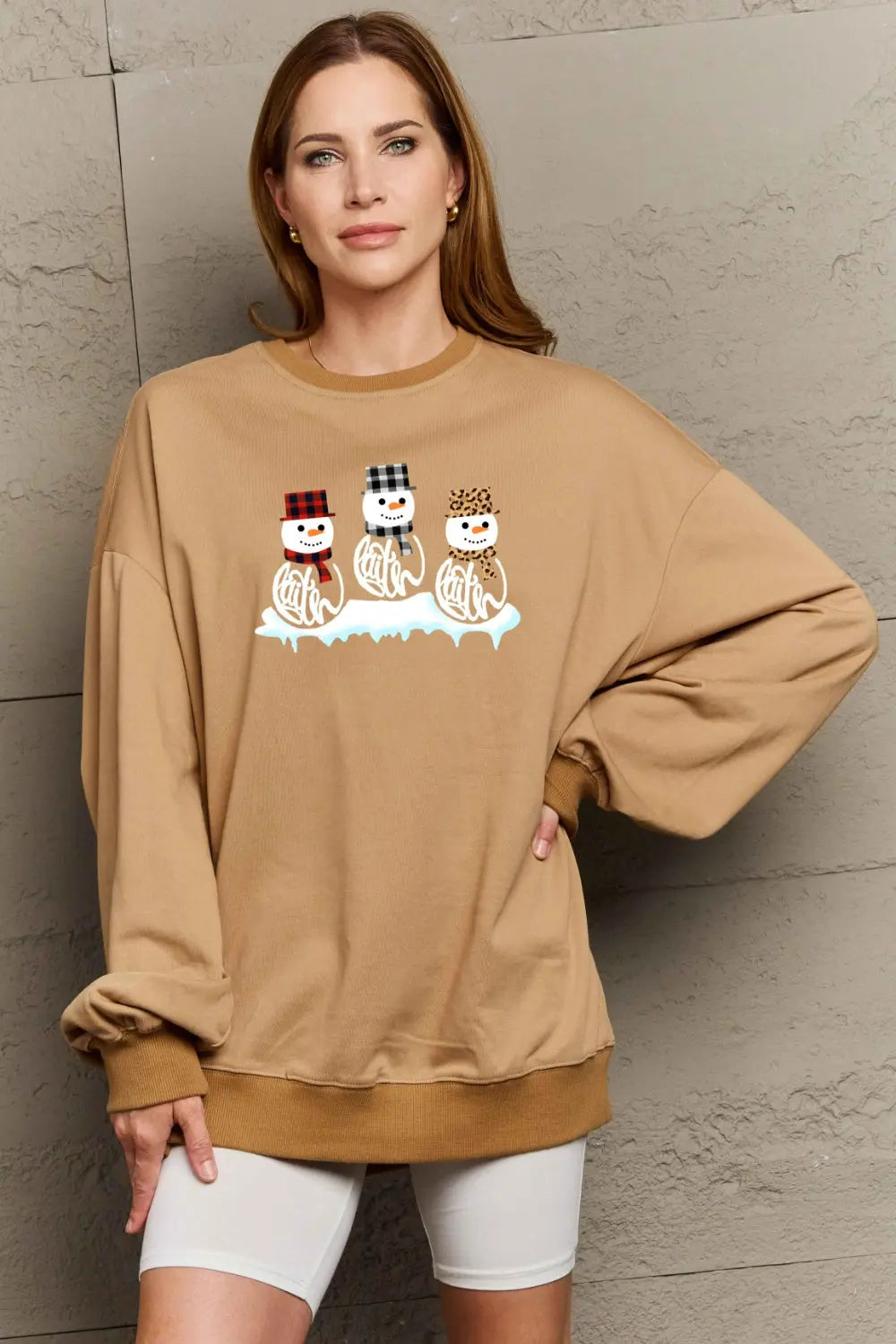 Simply Love Full Size Snowmen Graphic Sweatshirt Trendsi