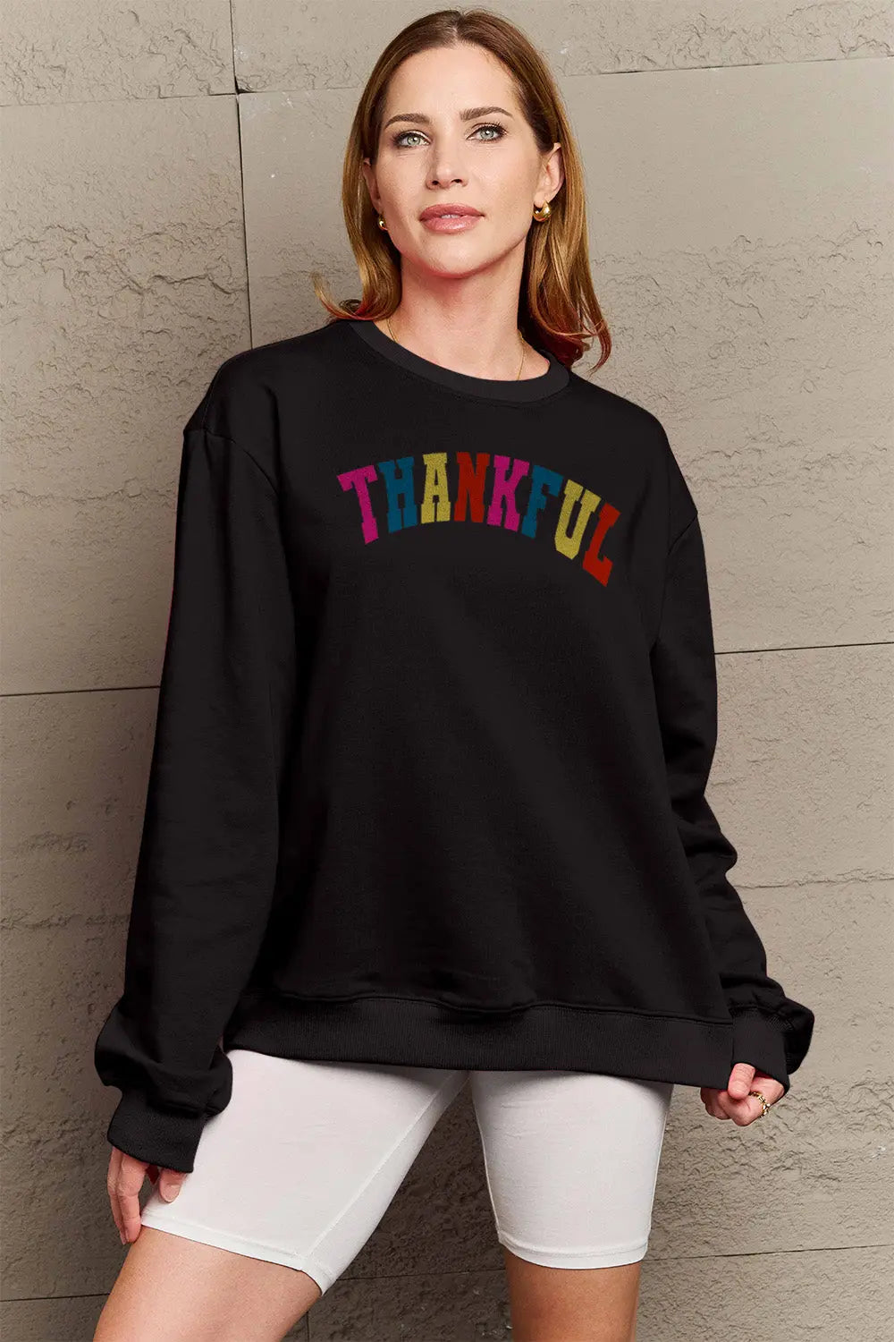 Simply Love Full Size THANKFUL Graphic Sweatshirt Trendsi