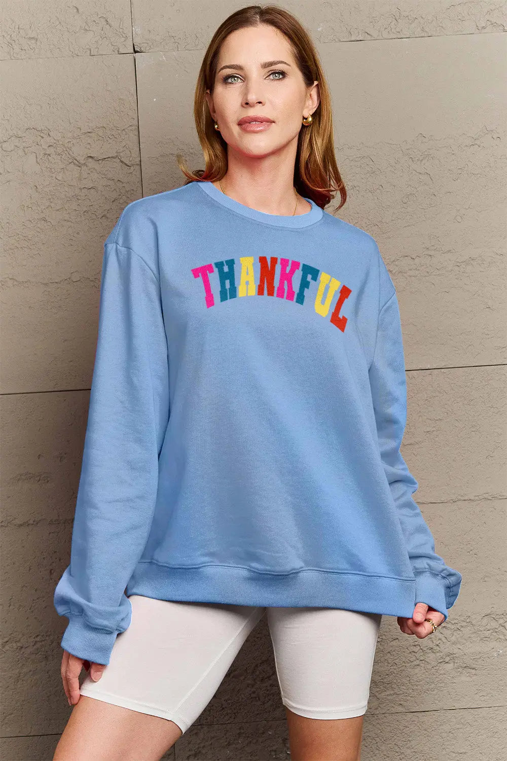 Simply Love Full Size THANKFUL Graphic Sweatshirt Trendsi