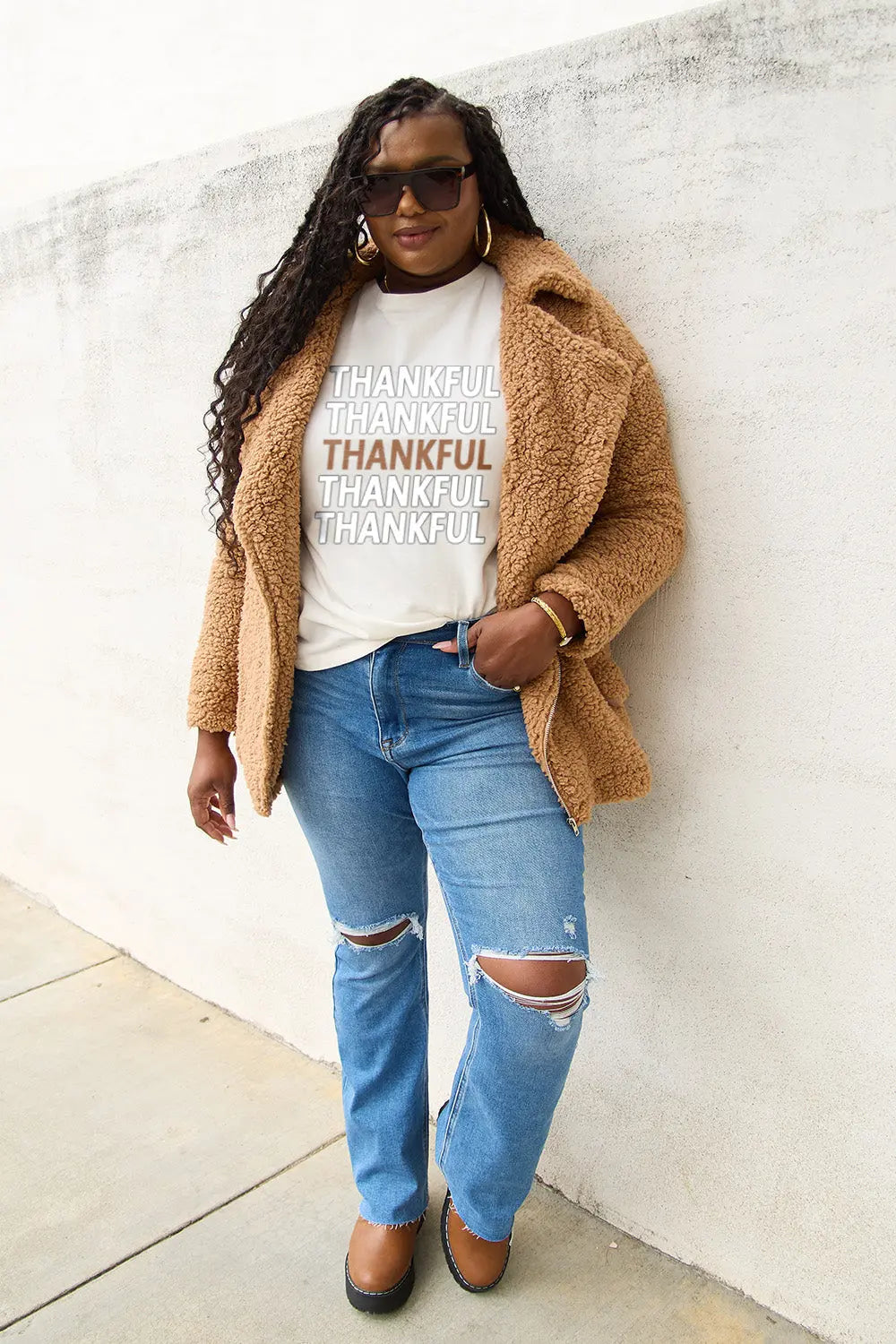 Simply Love Full Size THANKFUL Short Sleeve T-Shirt Trendsi