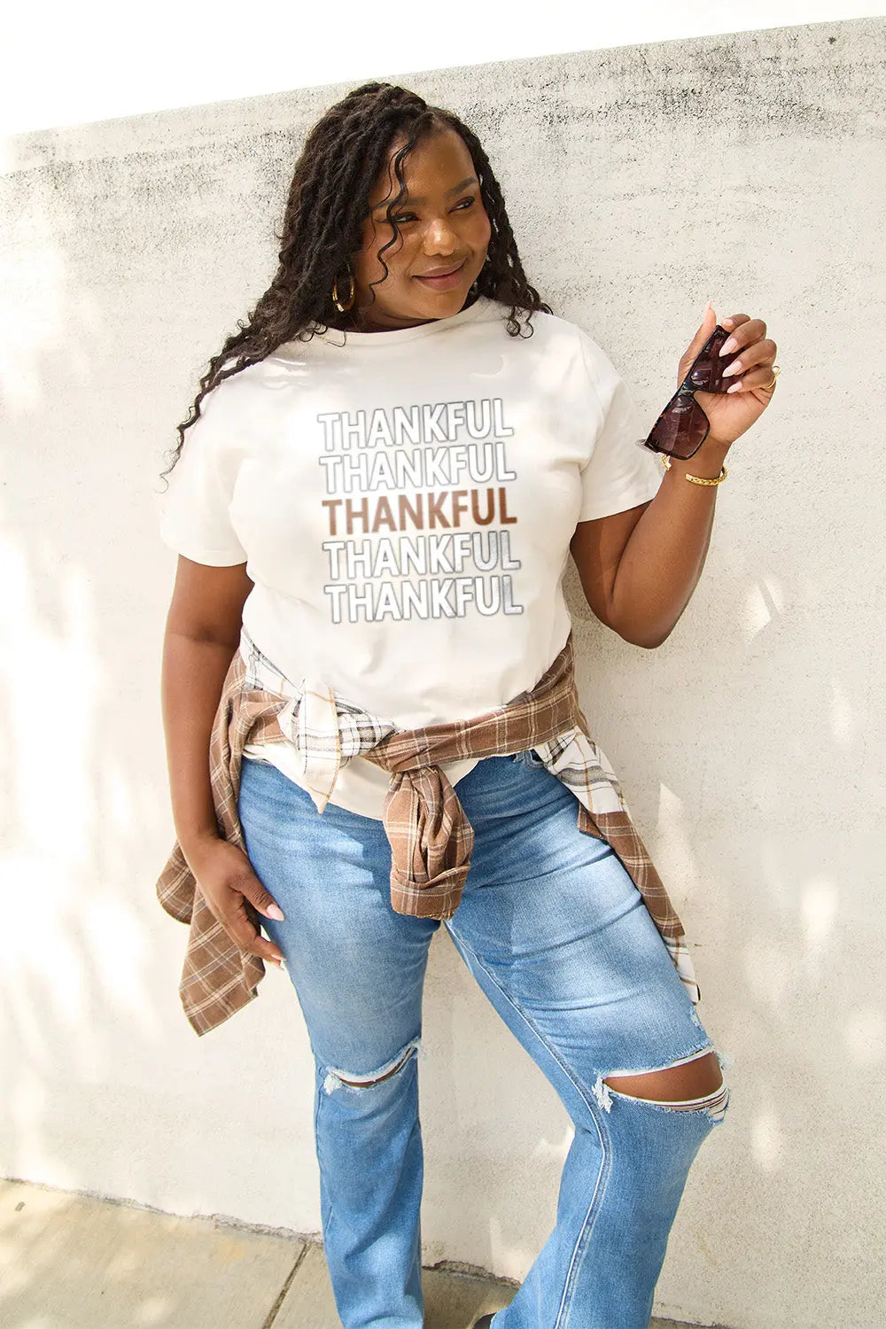 Simply Love Full Size THANKFUL Short Sleeve T-Shirt Trendsi