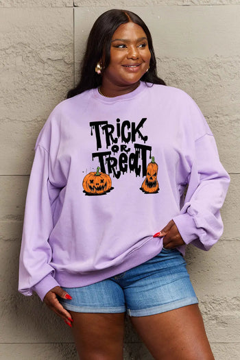 Simply Love Full Size TRICK OR TREAT Graphic Sweatshirt Trendsi