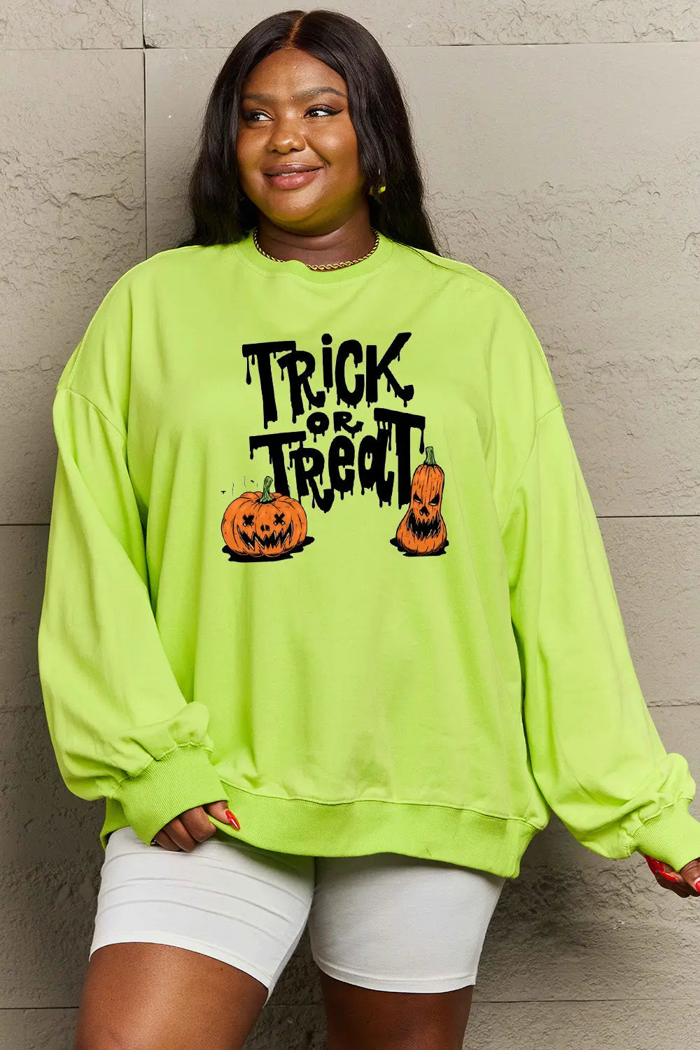 Simply Love Full Size TRICK OR TREAT Graphic Sweatshirt Trendsi