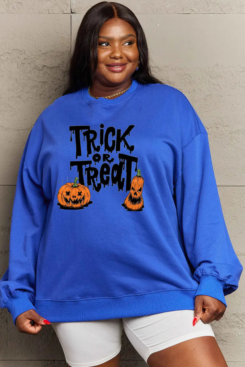 Simply Love Full Size TRICK OR TREAT Graphic Sweatshirt Trendsi