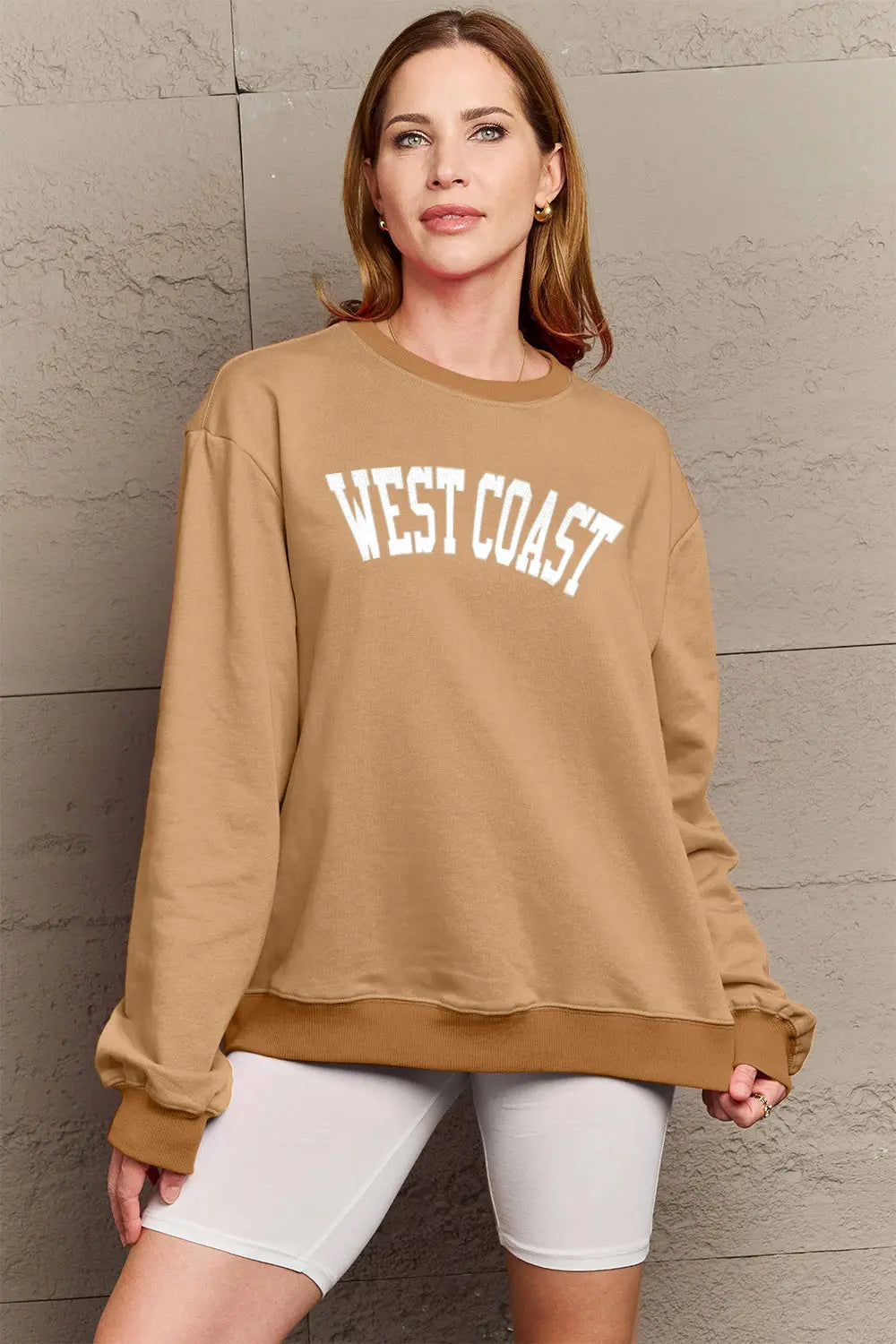 Simply Love Full Size WEST COAST Graphic Long Sleeve Sweatshirt Trendsi