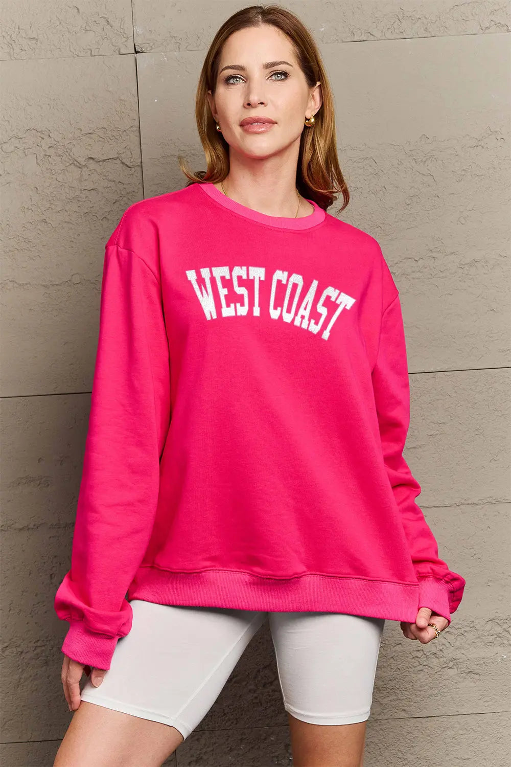 Simply Love Full Size WEST COAST Graphic Long Sleeve Sweatshirt Trendsi